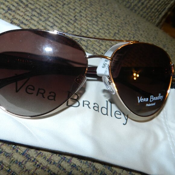 Vera Bradley Aya Polarized Aviator Sunglasses & Logo Dust bag💥🆕NWT! - Picture 5 of 15